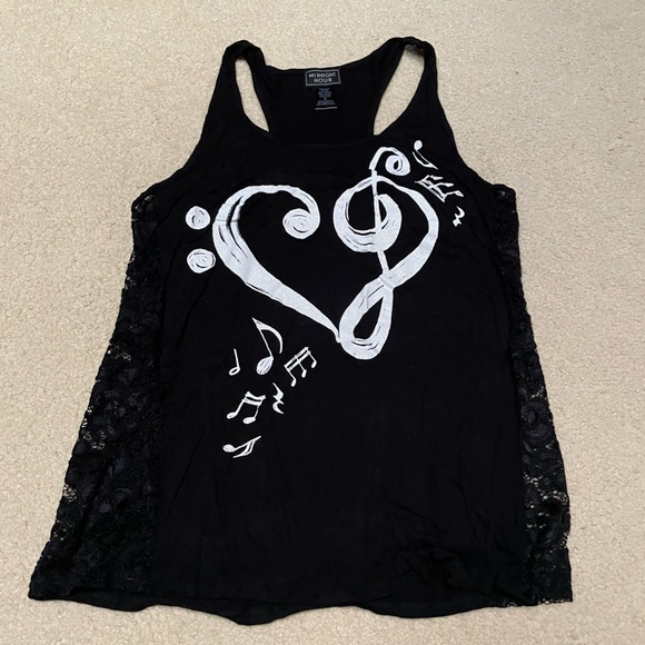 Hot Topic Midnight Hour Black Lace Music Graphic Tank Top - Picture 1 of 3